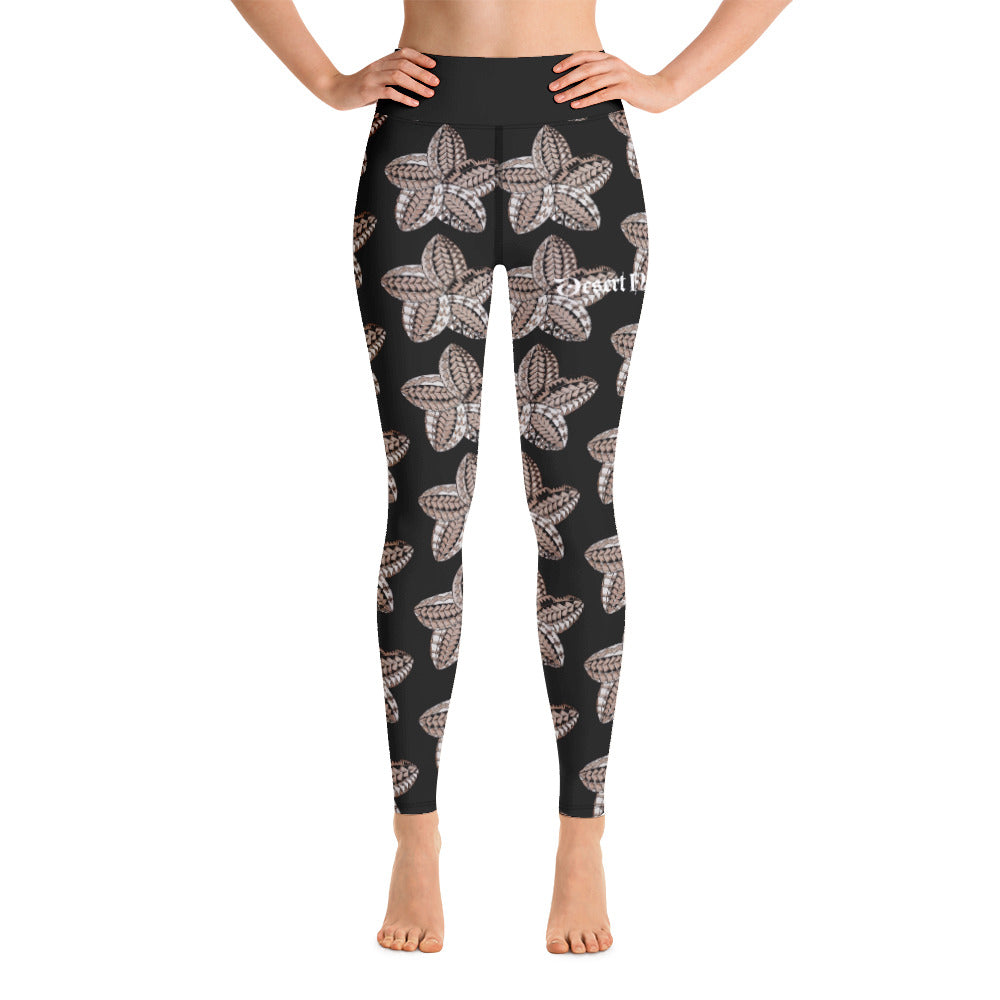 Samoan flower Sepia Yoga Leggings