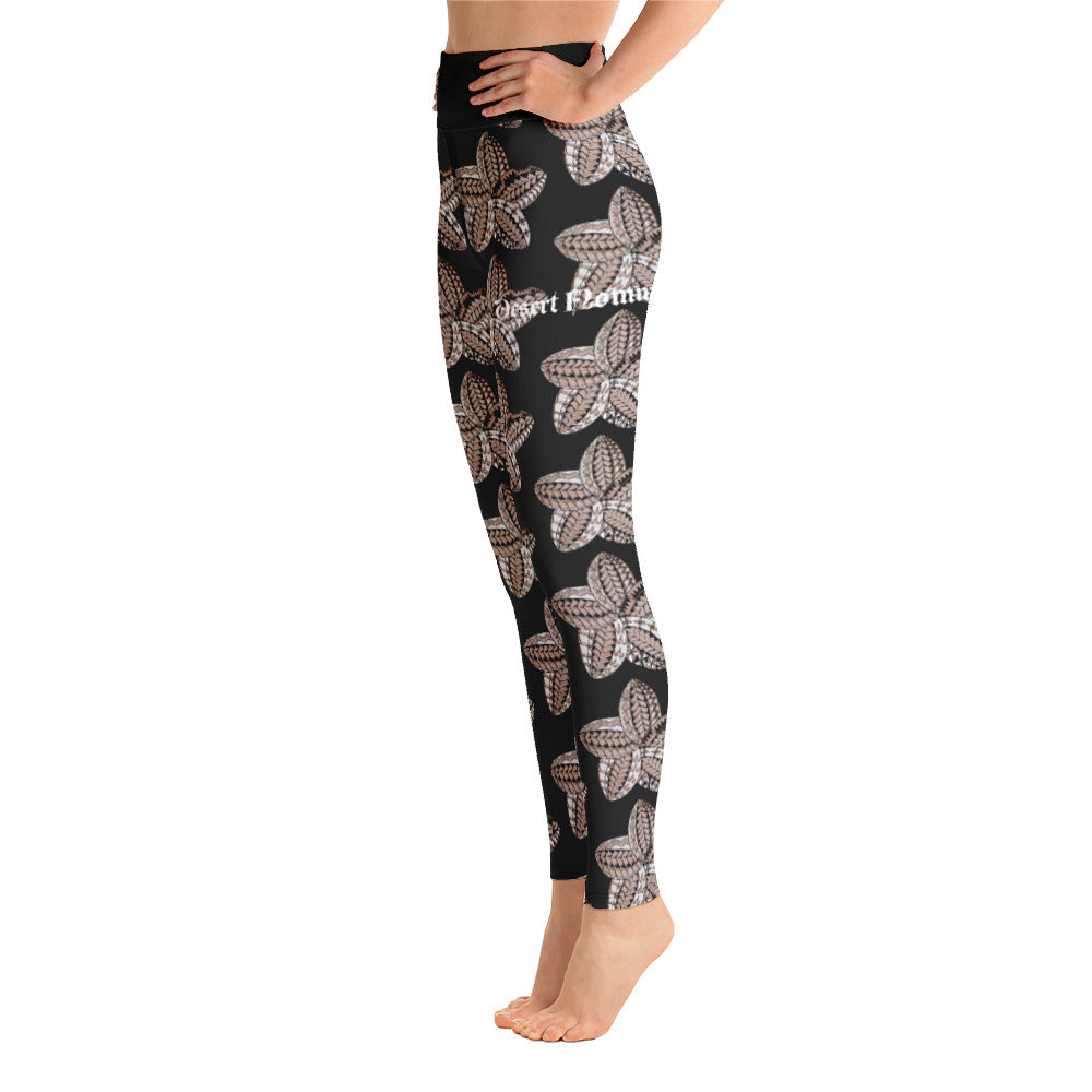 Samoan flower Sepia Yoga Leggings