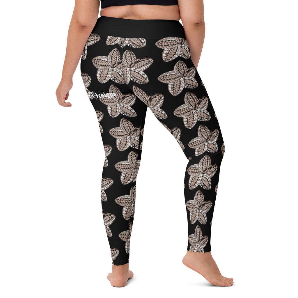 Samoan flower Sepia Yoga Leggings