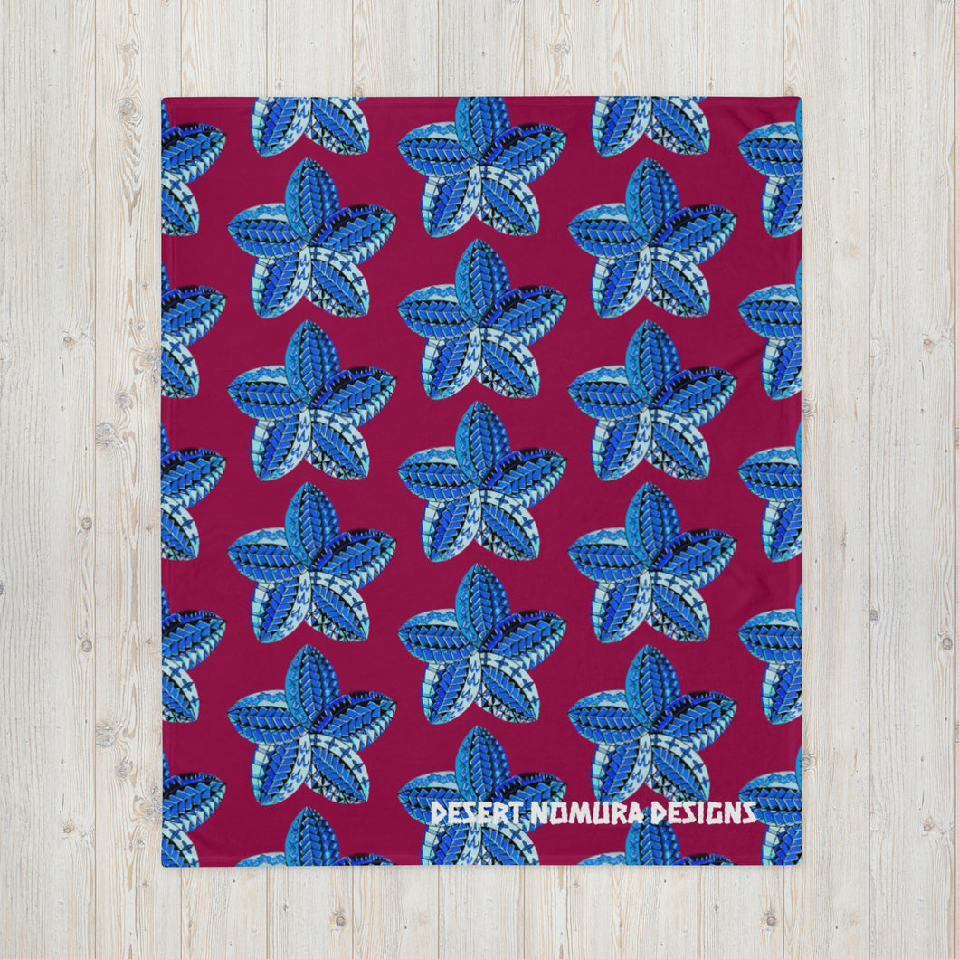 Blue Samoan Flower Throw Blanket