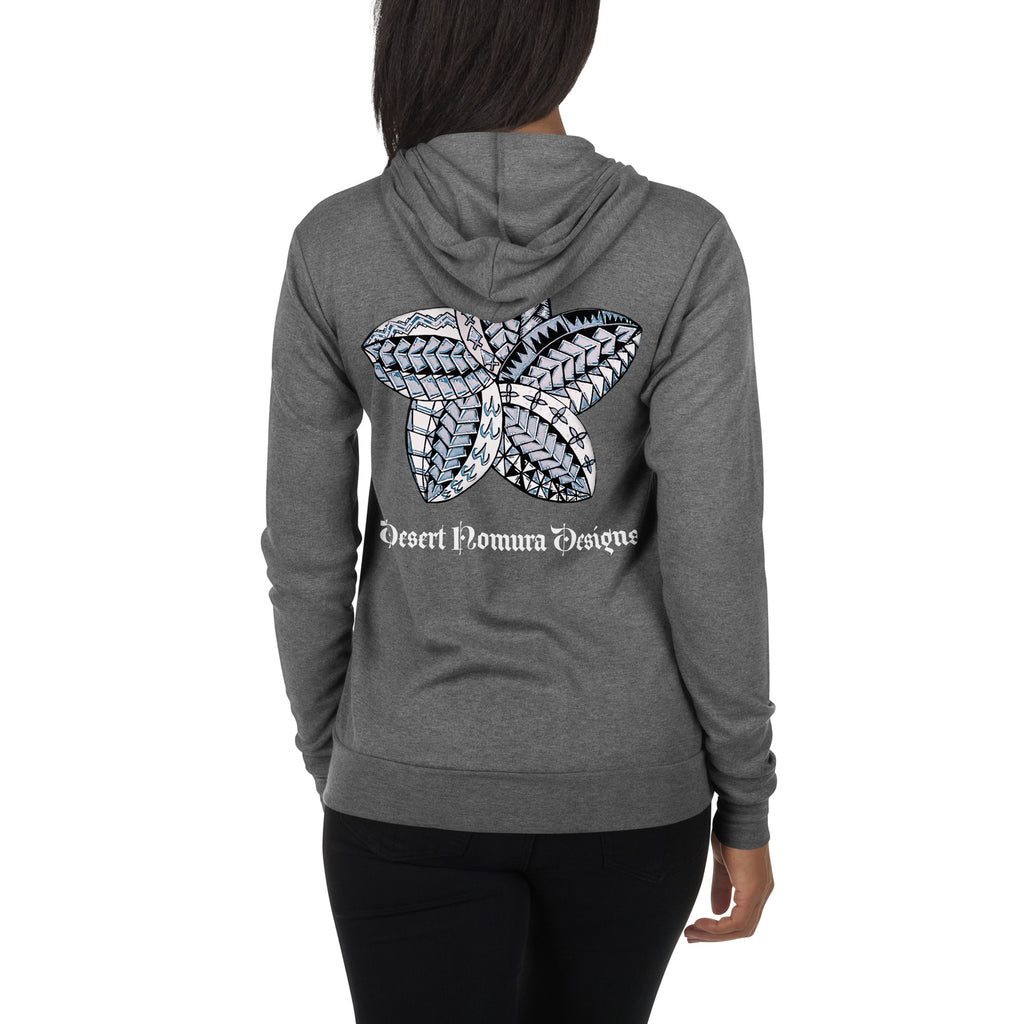 Samoan gray flowerUnisex zip hoodie