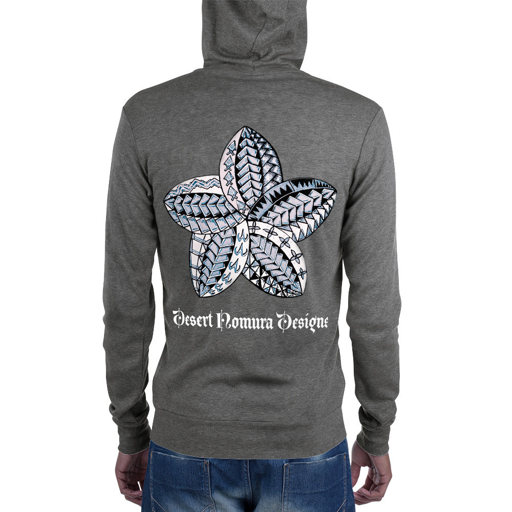 Samoan gray flowerUnisex zip hoodie