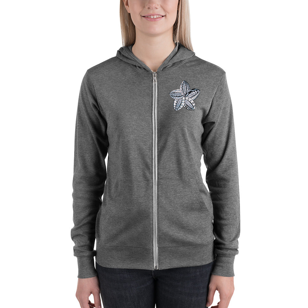 Samoan gray flowerUnisex zip hoodie