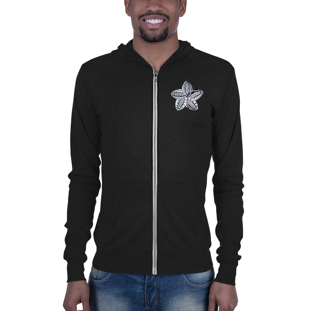 Samoan gray flowerUnisex zip hoodie