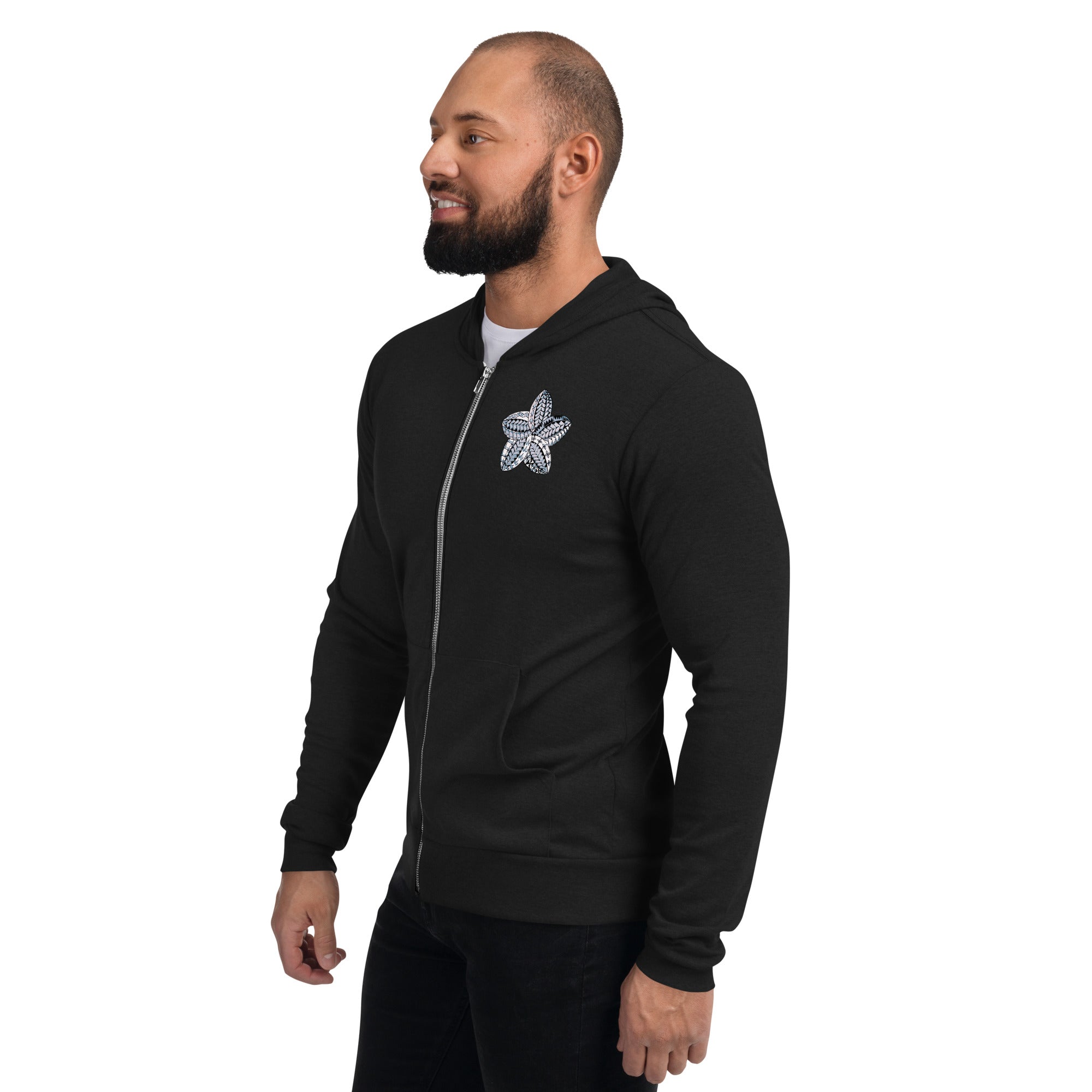 Samoan gray flowerUnisex zip hoodie